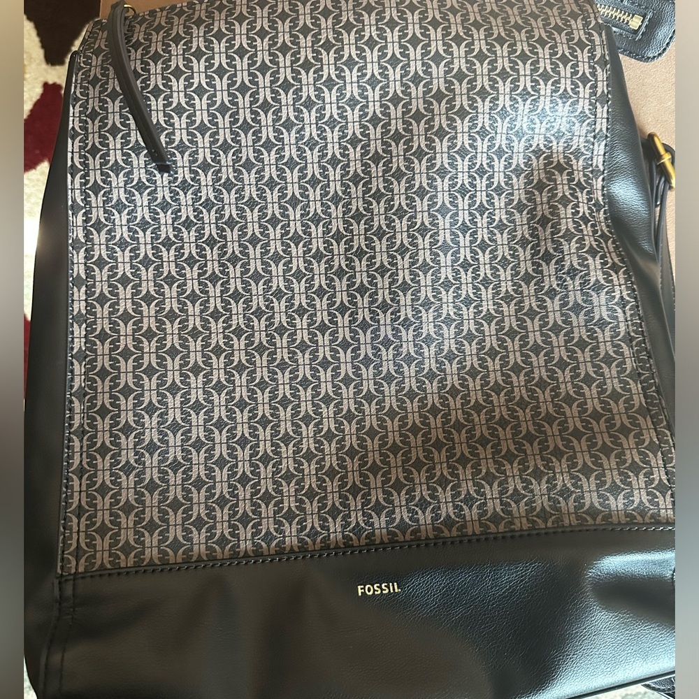 Fossil Black And Gray Patterned Backpack - image 1